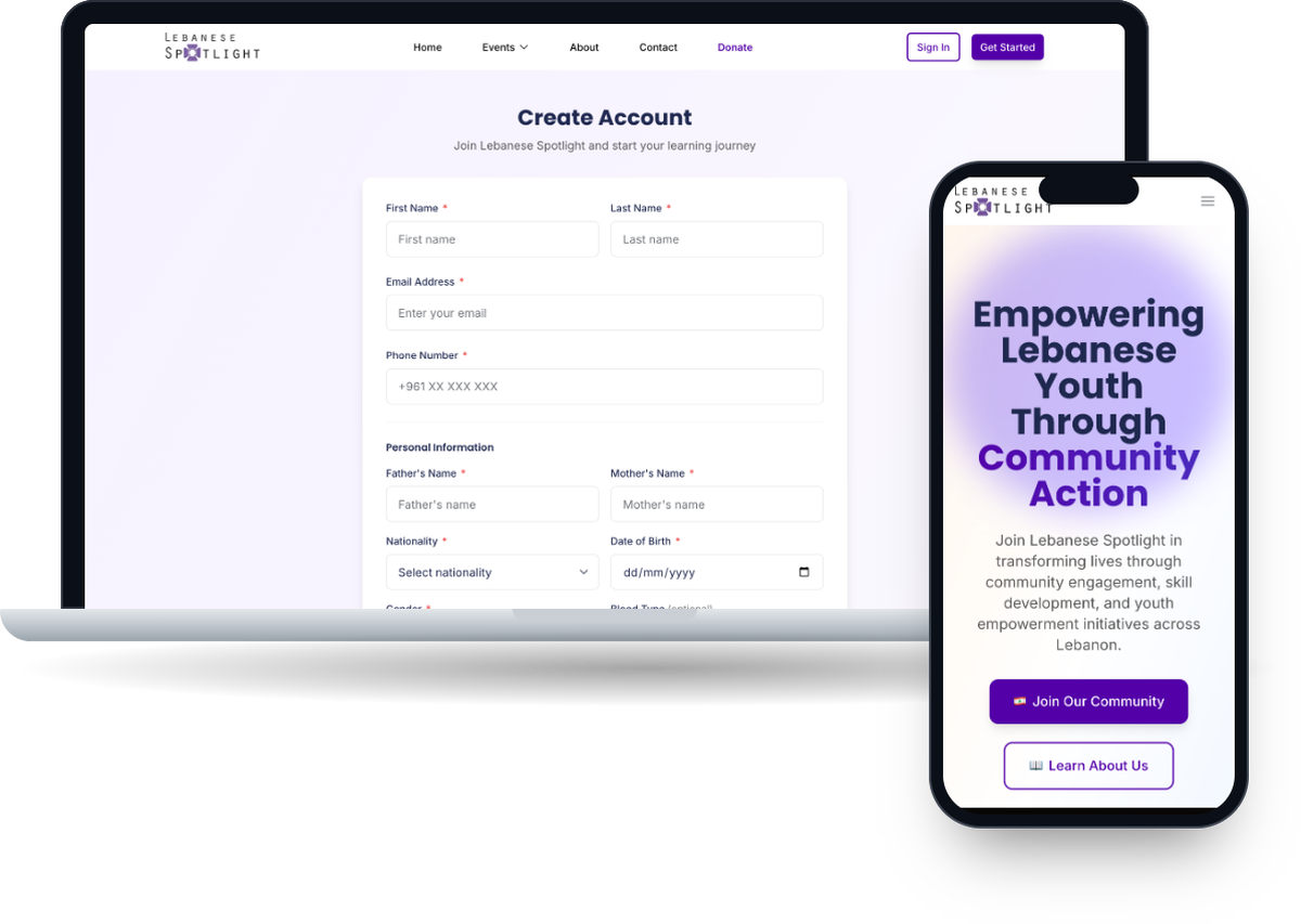 Lebanese Spotlight volunteer system and website built by kaprera